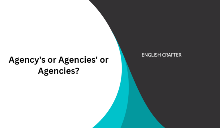 Agency’s or Agencies’ or Agencies?