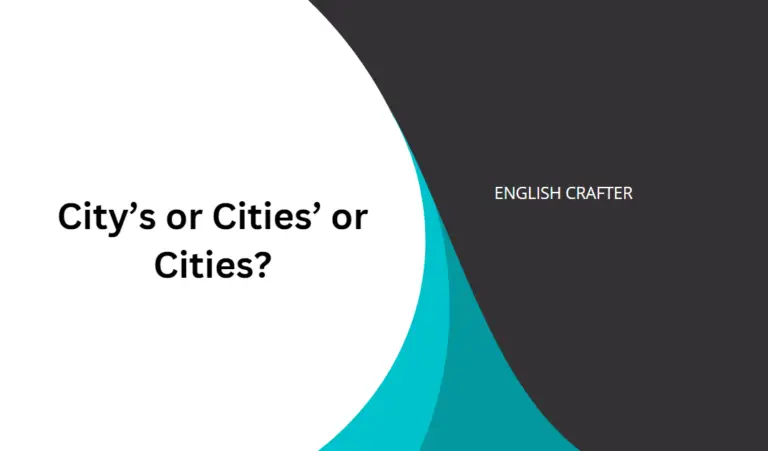 City’s or Cities’ or Cities?